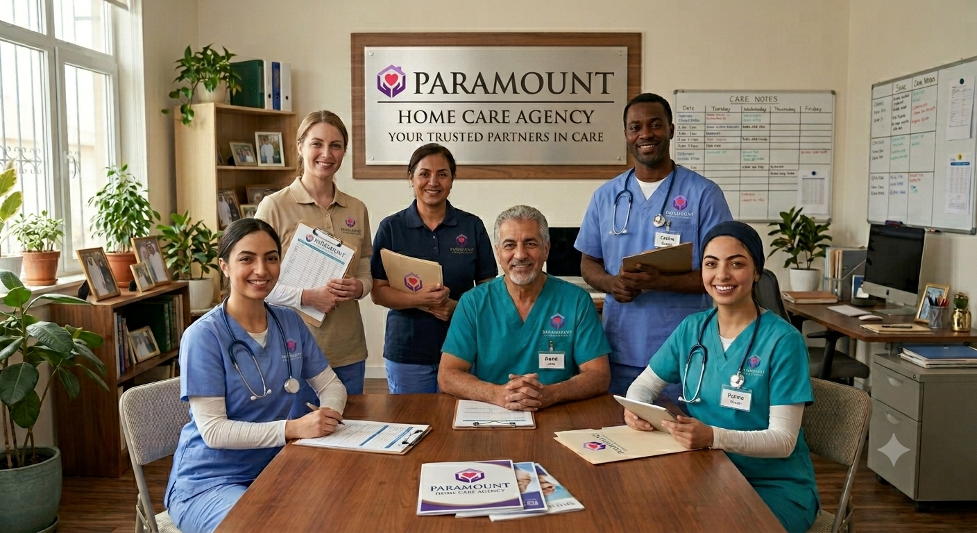 Caregiver team members collaborating